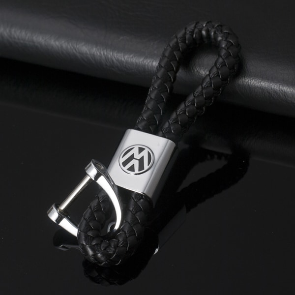 Volkswagen nøkkelring i vevd skinn (svart, One Size)