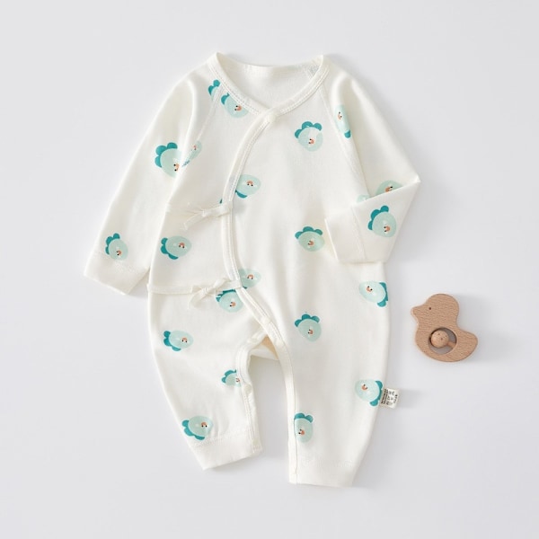 Vårogs høstbabyklær, sommerfuglklær, ren bomulls-jumpsuit uten bein, babyjumpsuit dinosaurio verde 52