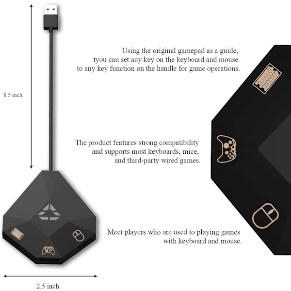 Näppäimistö- ja hiiriadapteri, joka on yhteensopiva Switchin kanssa, langallinen USB-liitäntä, yhteensopiva Ps4:n, Xbox Onen, Ps3:n ja Xbox 360:n kanssa