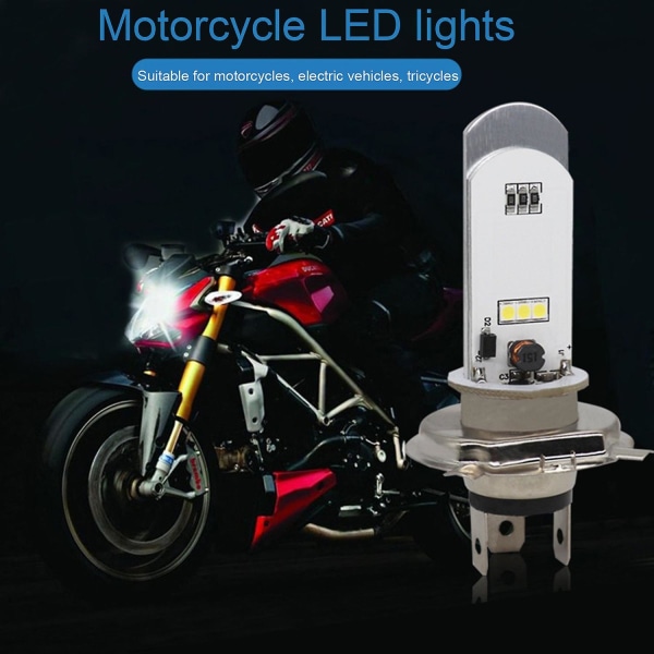 H4 LED-hodelykt Super Bright Vanntett Aluminium Spotlight Front Headlight Pære kompatibel Motorcyc