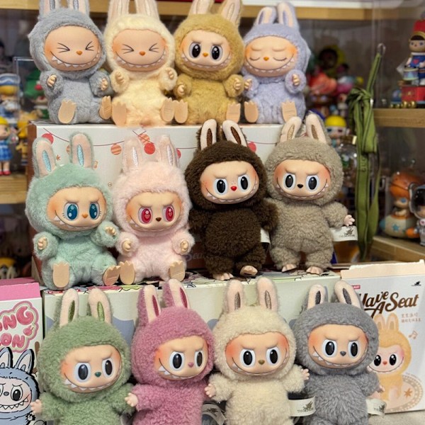 Labubu Heart-beating Macaroon Vinyl Face Sit Party Andra Generationen Blind Box happy