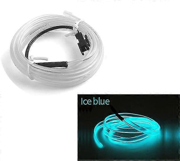 Bilinteriør LED dekorativ lampe EL ledninger neonstripe, for bil DIY FL Ice blue 5M USB drive
