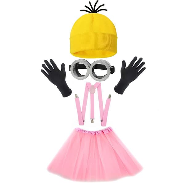 Minion Gula Rollspelskostym Set Barn Röd (utan nätkjol)