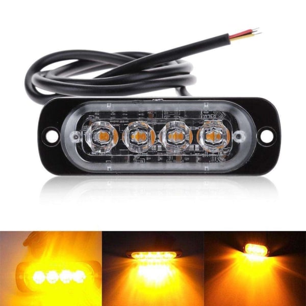 4st Strobe blinkande varningslampa GUL 4ST 4ST Gul Yellow 4Pcs-4Pcs