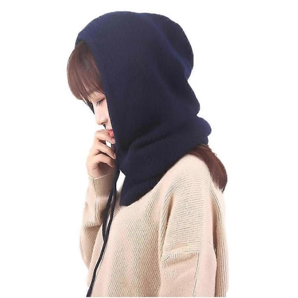 Dam Balaclava Huva Vinter Kashmir Stickad Mössa Skidmask Skidmössa Utomhus Blue