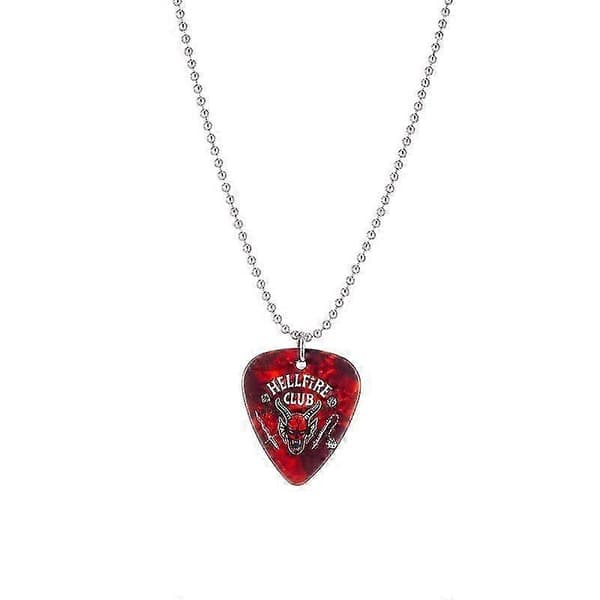 2026 Ny Rød Hellfire Gitarplekter Halskjede Rustfritt Stål Perlekjede Melonfrøspenne Smykker red hellfire