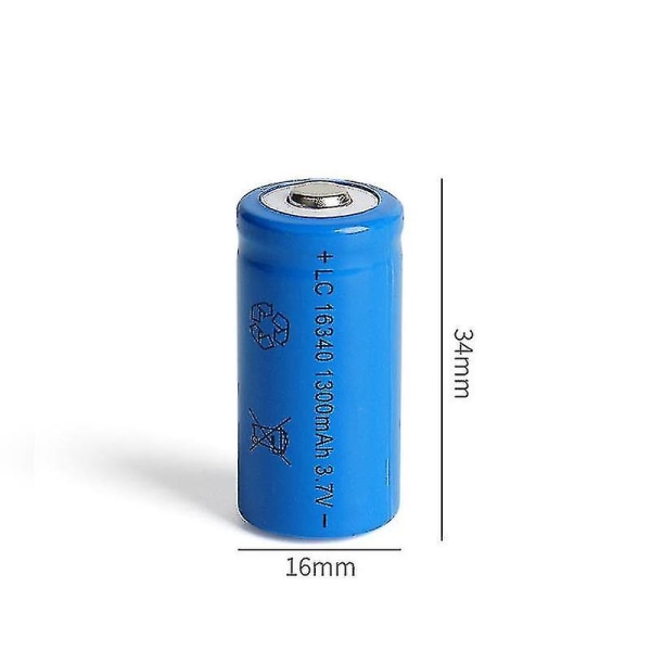 Tib 2st/ set 16340 Batteri Cr123a 3.7v 1300mah Uppladdningsbart Li-ion batteri För Led Ficklampa Batteri Litio Batteri Partihandel