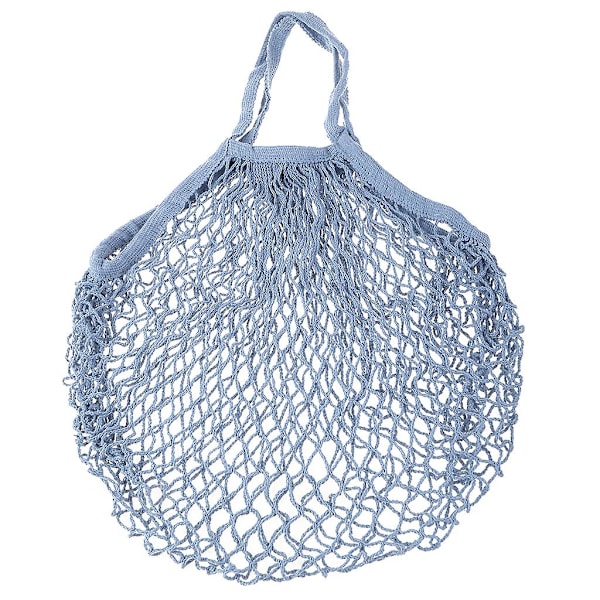 Bærbar bomull handlepose i mesh, økologisk, gjenbrukbar, med kort håndtak, handleposer i mesh med snor, miljøvennlig, lett, sammenleggbar, stor kapasitet Gray