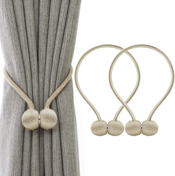Magnetic Curtain Tiebacks 2 Pcs Magnetic Curtain Tiebacks (Beige)