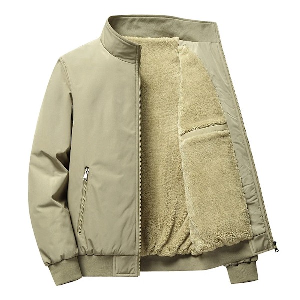 Miesten lämmin topattu takki pystykauluksella, paksu fleece, liiketakki, syksy-talvi Grey XXL