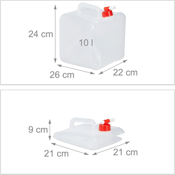 2-PAK 10L bærbar sammenklappelig vandbeholder med vandhane-WELLNGS