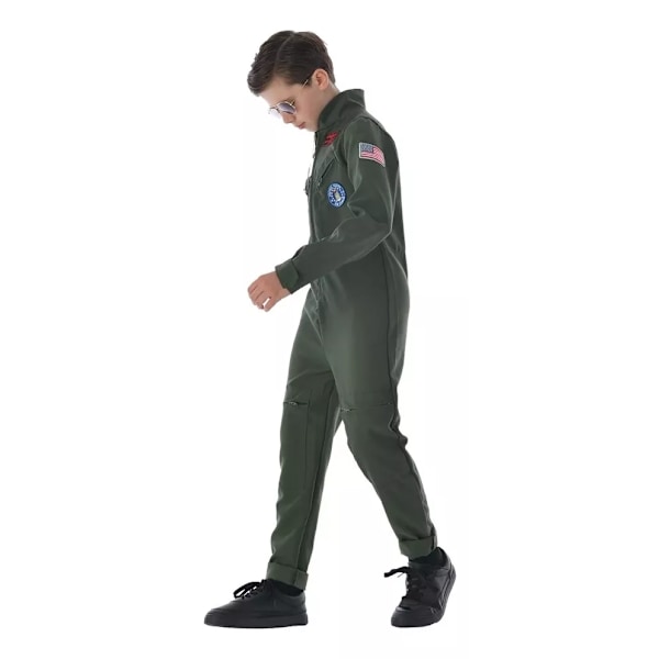 Retro Militær Pilot Kostume Til Voksne Og Børn, Farve Verde Child-M