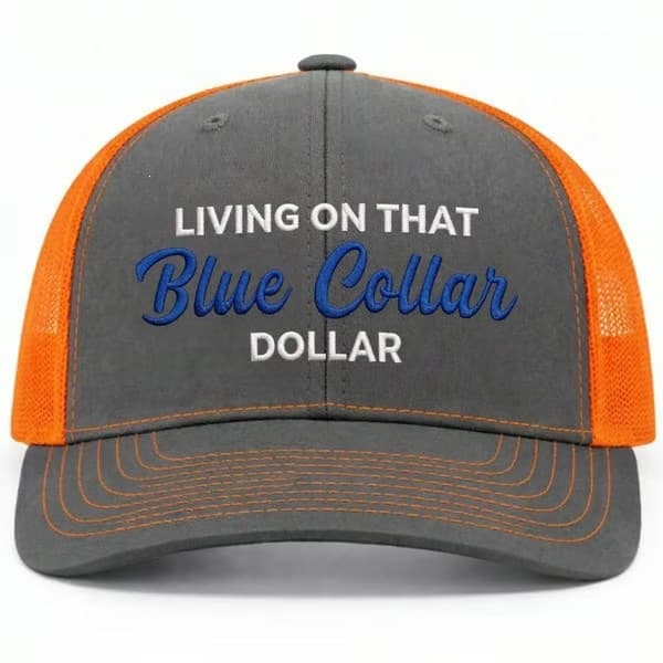 Blue Collar Dollar Trucker Hat blå lønnet lastebilsjåførhatt