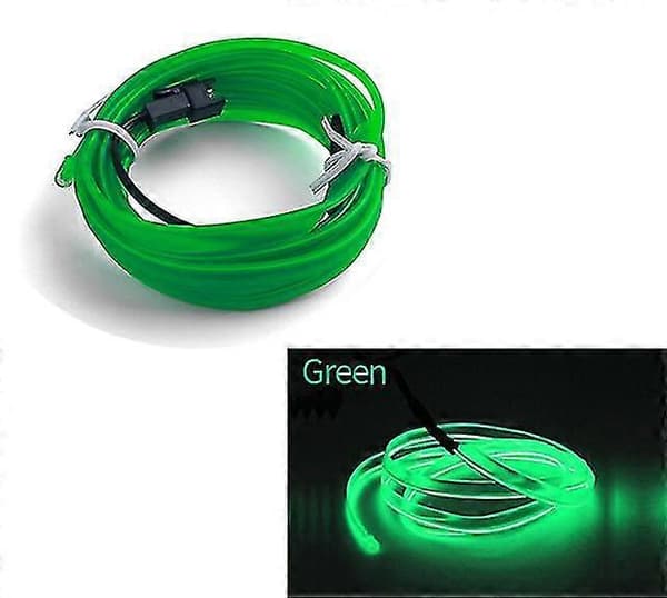 Bilinteriør LED dekorativ lampe EL ledninger neonstripe, for bil DIY FL Green 1M USB drive