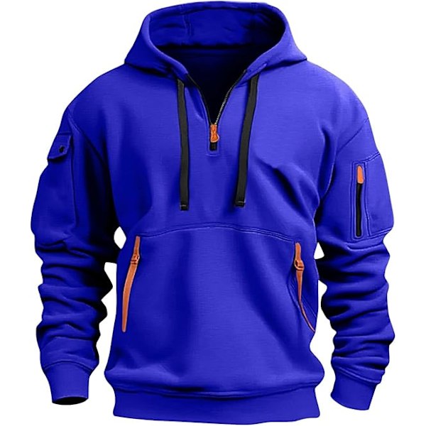 Hettegensere for menn Kvart Glidelås Pullover Taktisk Genser Vintage Lang Erme Casual Mote Hettegenser Med Lommer L