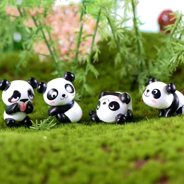 8-pak Mini Panda Tegneseriefigur Mini Kageform Tilbehør Landskab, A