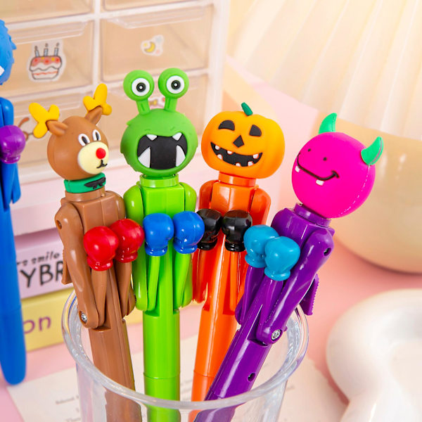 Decompression Pen Press Movable Boxing Pen Cartoon Shape Writing Fluently Ultra-Fine Point Creative Interactive Pen Stationery Gift Jikaix