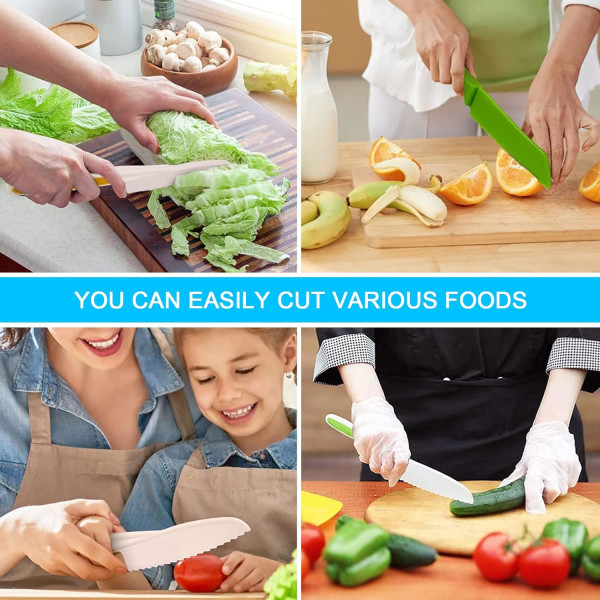 Kjøkkenkniver for barn - for skjæring og tilberedning av frukt eller grønnsaker Set of 4