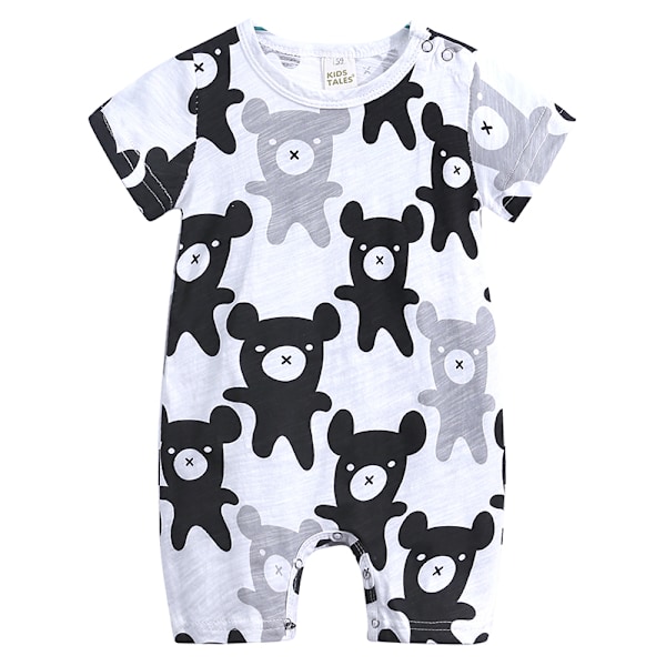 Nyfödd Baby Kortärmad Romper i Bambu Bomull Andningsbar Jumpsuit Cartoon Spädbarnskläder 1 EU: 6-9m