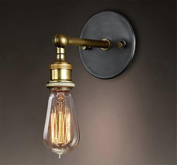 Sett med 2 retro industrielle E27 vegglamper for hotellkafédekorasjon