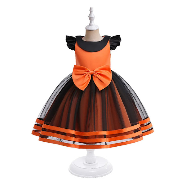Halloween Cosplay Klänning för Flickor Prinsessa Rosett Kostym Barn Häxa Karneval Fest Födelsedag Bröllop Kläder Halloween02 120cm