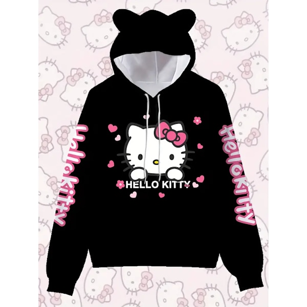 Huppareita Piirretty Casual Neulotukan Pullover Taskuilla, Aikuisten Pitkähihainen Huppareita, Sopii Lahjoiksi Ja Kokoelmiin A black M