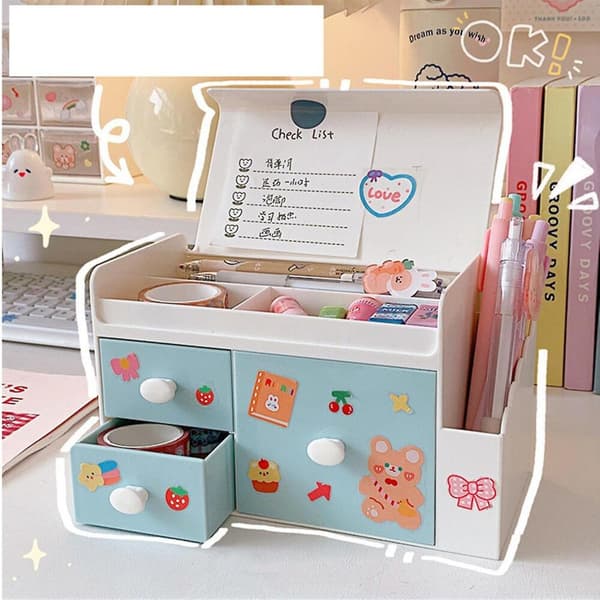 Seablue Decorative Desktop Storage Box with Drawer for Skincare & Small Items