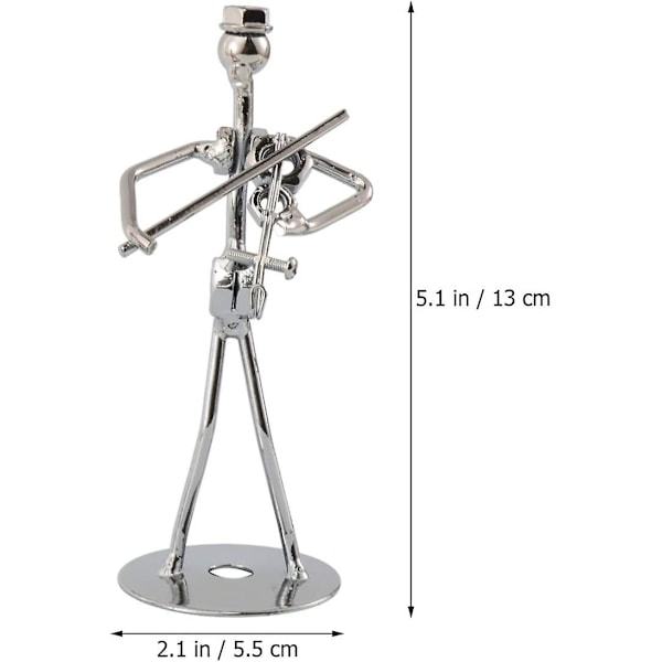 4 stk. Musikk Mann Statue Metall Musiker Orkester Sett Gitar Trombone Saksofon Spiller Modell