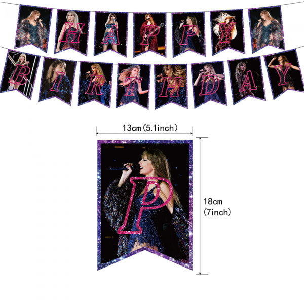 Taylor Singer kakedekorasjoner, cupcake toppers for Swift bursdagsfestutstyr 15PCS paper flag