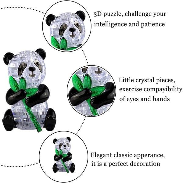 3D Krystal Panda Puslespil til Voksne, Dyremodel Samleplast