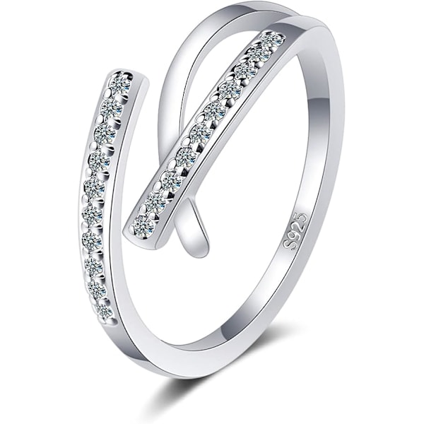 925 Sterling Sølvbelagte Tommelringer - Måne Stjerne Ring for Jenter - Sølv Ringsett med Kubisk Zirkonia - Angst Fidget Ringer - Gave til Jenter Kvinner