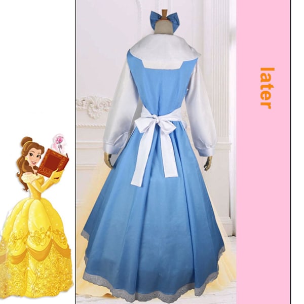 Belle Kostume Blå til Kvinder, Skønheden og Udyret Kjole, Voksen Cosplay Outfit L