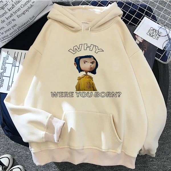 Coraline Hoodies för Kvinnor Roliga Grafisk Sweatshirt Långärmad Huvtröja 65151 S