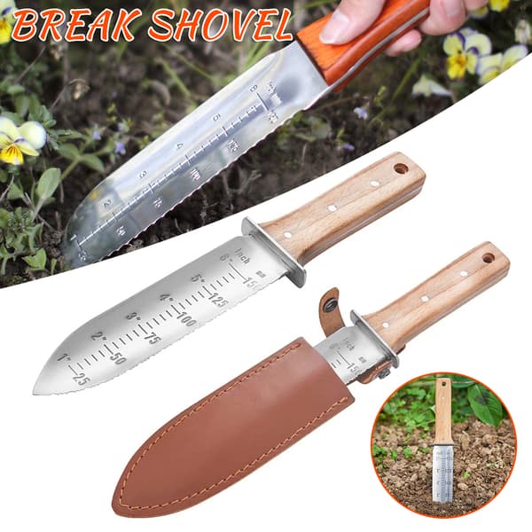 Garden Cutter with Sheath Wooden Handle Garden Cutter Multifunctional Weeding Digging Tool White