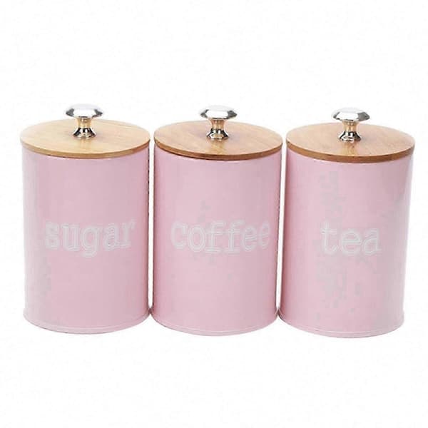 3-pack lufttäta köksbehållare för matförvaring, kaffe, socker, mjöl Pink
