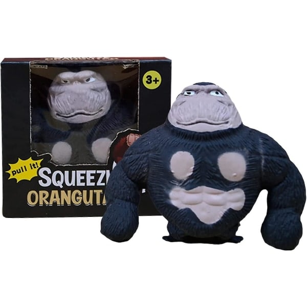 Strækbare Abe Legetøj, Splat Abe Stress Legetøj, Klem Abe Splat Legetøj, Stressaflastende Fidget Legetøj Stress Klem Gorilla Legetøj Black