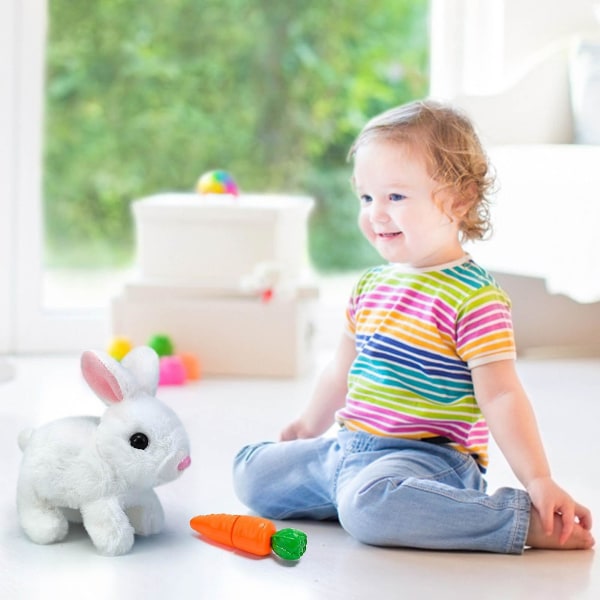 Bunny Toys Interaktivt legetøj Kaniner kan gå og tale, påske Plys udstoppet kaninlegetøj Gående kanin Pædagogisk legetøj til børn, hoppende ører med carr WH