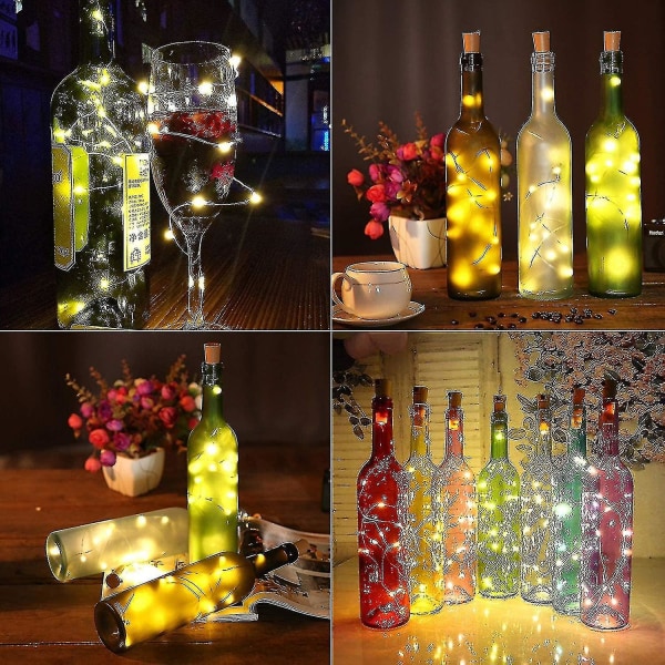 12 kpl pullon valot, korkkivalot viinipulloille, 2m 20 led-keiju valot