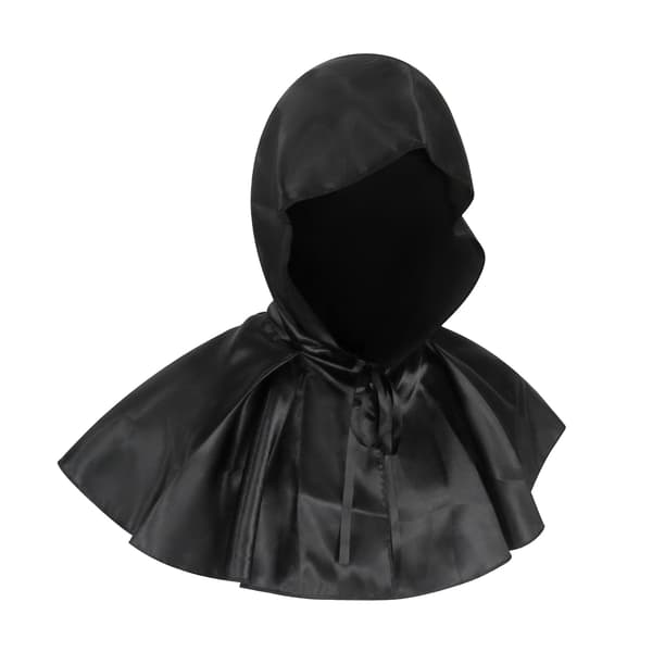 Sort Hætte Kort Kappe, Gotisk Troldmandskappe Med Bindebånd, Middelalderlig Hekse Vampyr Poncho Til Halloween Cosplay