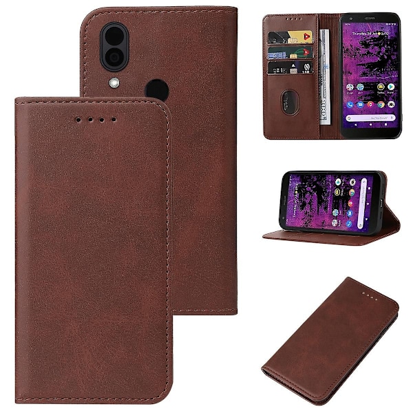 Magnetiskt Läderfodral För Cat S62 Pro Brown