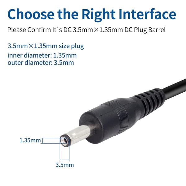 2-pak 5V DC-strømkabel, USB 2.0 han til DC 3.5 mm x 1.35 mm han strømledning til router, lamper