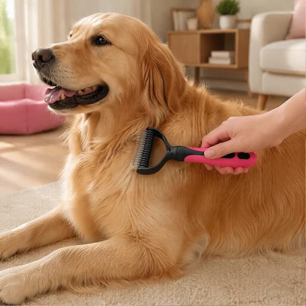 Hunde- og katteplejerive - Dobbeltsidet og ergonomisk - til hjemmebrug Grey Large