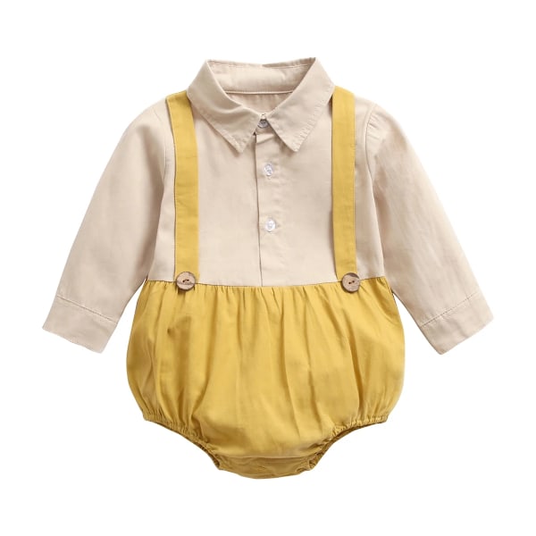 Sanlutoz Baby Bomulls Kläder Mode Rompers Långärmad Casual Nyfödda Kläder BRW2059-YE 0-6M