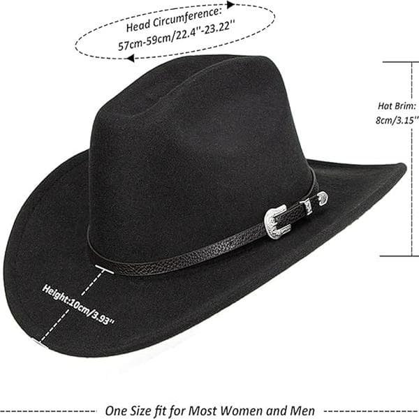 Klassisk Fedora-hat til kvinder med oprullet kant og spænde (Størrelse: Medium)