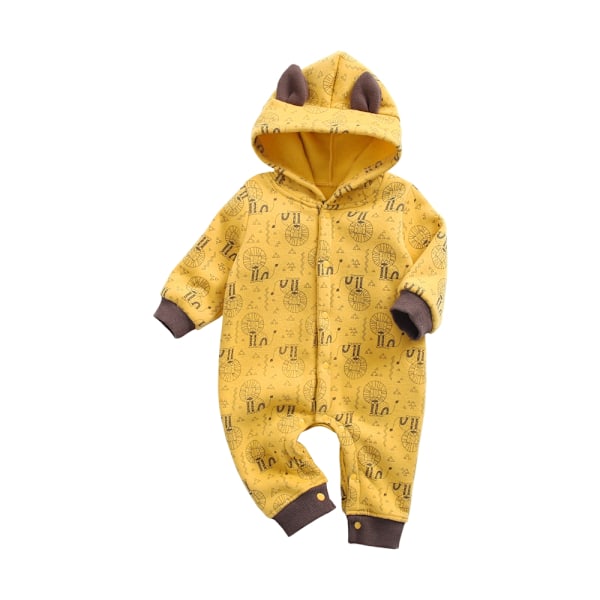 Sanlutoz - Tegneserietrykte babydukke-bodyer Vinterbomulls-jumpsuit med ører BRW8180-YE 6-12M