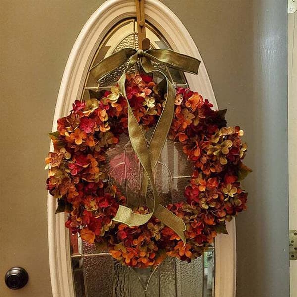 Hanging Autumn Decorations Hydrangea Wreath Decoration for Party Garden