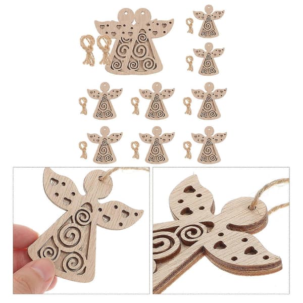 10 st träutskärningar Obehandlade trähantverk Tomma utskärningar Ornament Träskivor