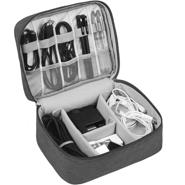 Travel Cable Organizer Väska, Elektroniktillbehör Organizer Väska, Universal Carry Travel Gadget Bag (svart)