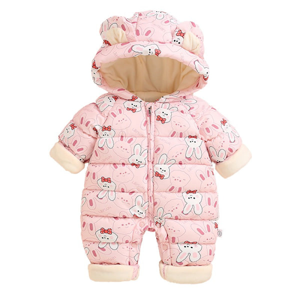 Baby vinterkläder, höst- och vinterjumpsuit, tjocka dunbomulls kläder, nyfödda barnkläder rosa 70cm