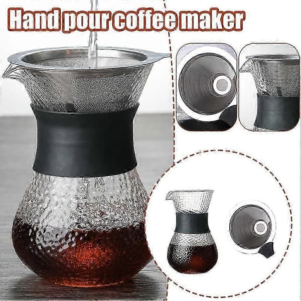 Dobbeltvægget Pour Over Kaffemaskine i Rustfrit Stål - Varmebestandigt Design 200ml